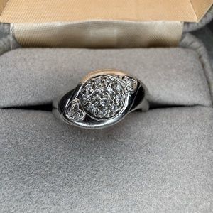 18K SOLID White Gold Sparkle Ring sz 7 3.3g